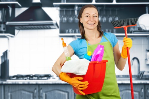 Cleaner in Stockwell providing kitchen cleaning for a modern home